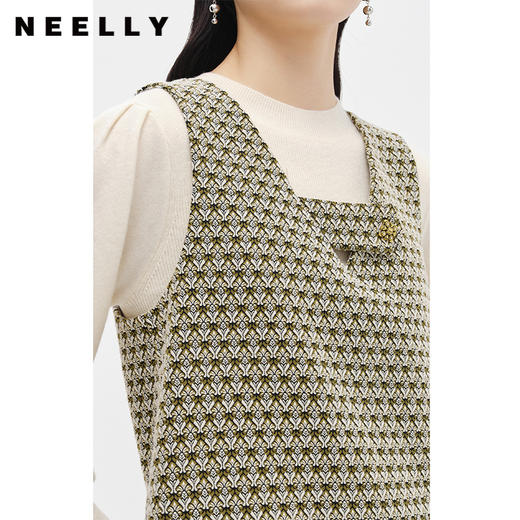 NEELLY纳俪商场同款时尚套装针织衫女新款背心连衣裙中长款A字裙N22112Z01149 商品图2