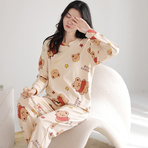 「39套配色可选」红腾秋季长袖长裤睡衣女 套头韩版甜美休闲内衣可外穿家居服两件套 商品图2