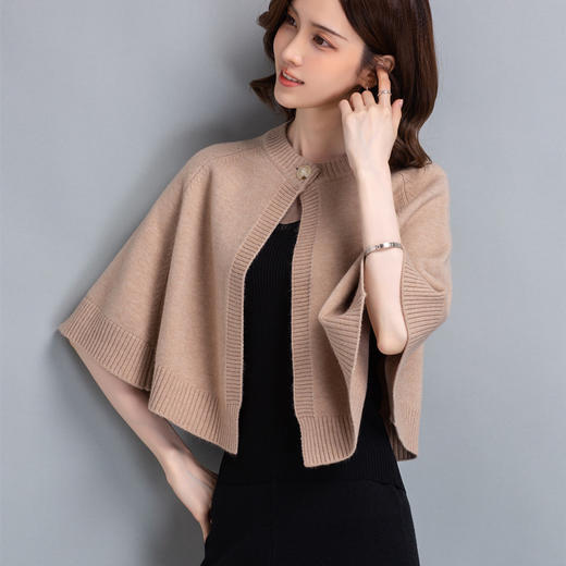 TBRK-22259 短款针织开衫蝙蝠衫斗篷披肩外套女2022年秋冬新款毛衣宽松配旗袍 商品图0