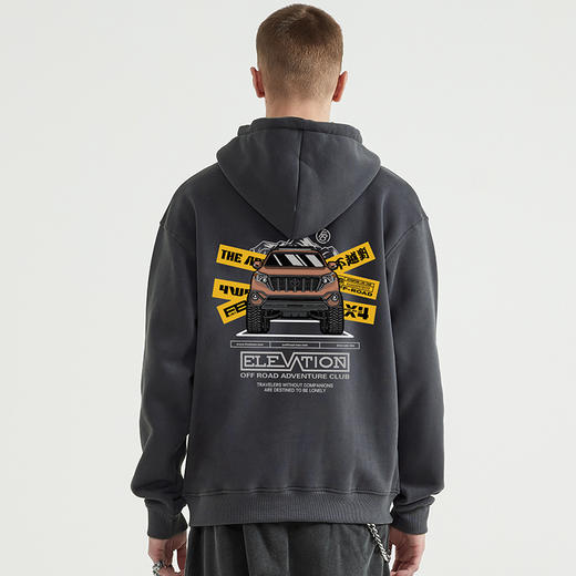 自由基地冬季新款抓绒卫衣oversize带帽套头保暖衣改装霸道印花图 NMT-1921 商品图0