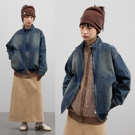 CryingCenter 水磨云朵牛仔套装 下摆收放牛仔外套夹克 哭喊中心 商品图0