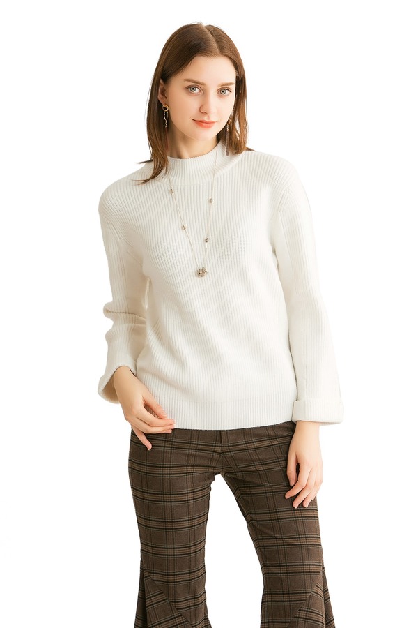 AUGUST 1 EIGHT 简约白色套头针织衫 982