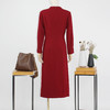 FOCALS福柯斯新款新中式V领长袖纯色羊毛中长款连衣裙FYQDX708R1 商品缩略图2