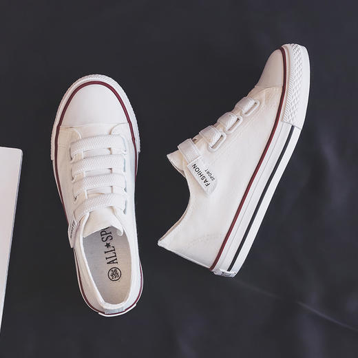 【新款百搭潮流】魔术贴帆布鞋女2022新款春夏季薄款粘扣街拍懒人潮鞋小黑鞋子板鞋 商品图3