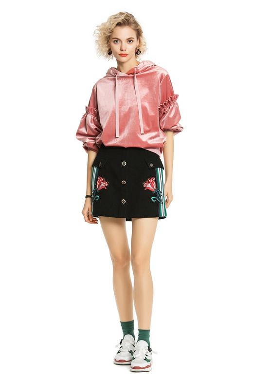 SUMMER & SAGE 灯笼袖连帽丝绒卫衣 4551 商品图4