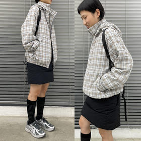 CryingCenter 日系复古格子连帽外套棉服 可拆卸帽子 哭喊中心