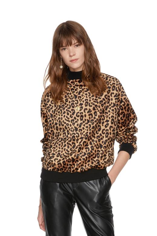 SUMMER & SAGE 豹纹拼色套头上衣 5442 商品图0