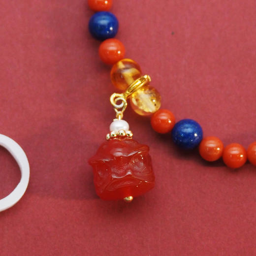 【采购专享】送福醒狮 南红青金石手串 商品图1