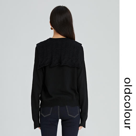 oldcolour2022冬季新款时尚气质毛织拼接修身百搭套头衫N42052248 商品图4