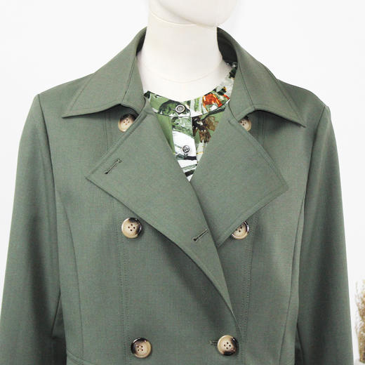 FOCALS福柯斯新款宽松休闲纯色羊毛短款双排扣外套风衣FRRAF077AG 商品图3