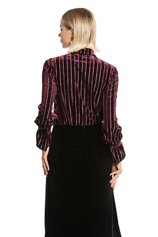 AVA 深紫条纹翻领上衣 4700 商品图2