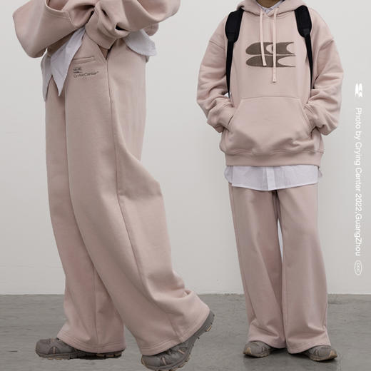 CryingCenter哭喊泪粉色 宽松直筒加绒加厚卫衣裤 裤子居家休闲 商品图0