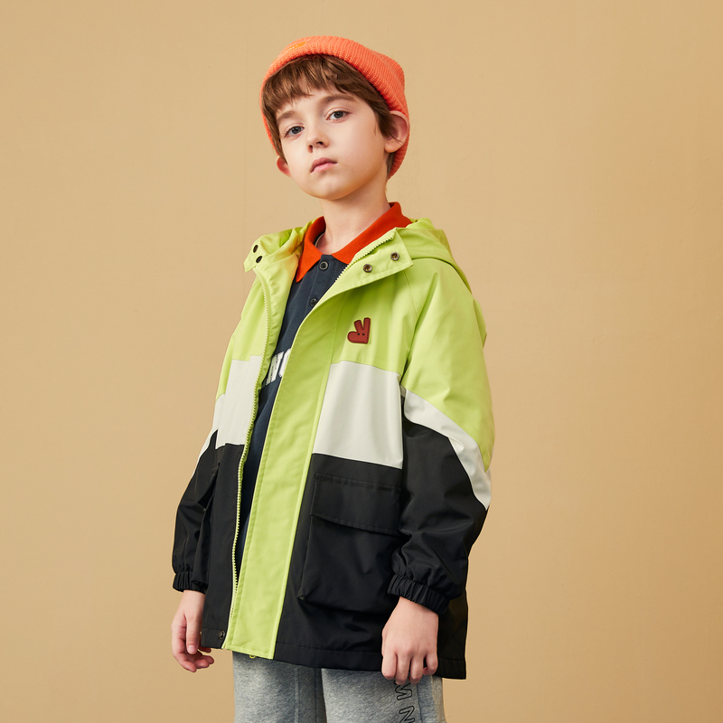 【MQD】童装秋款男童休闲连帽风衣