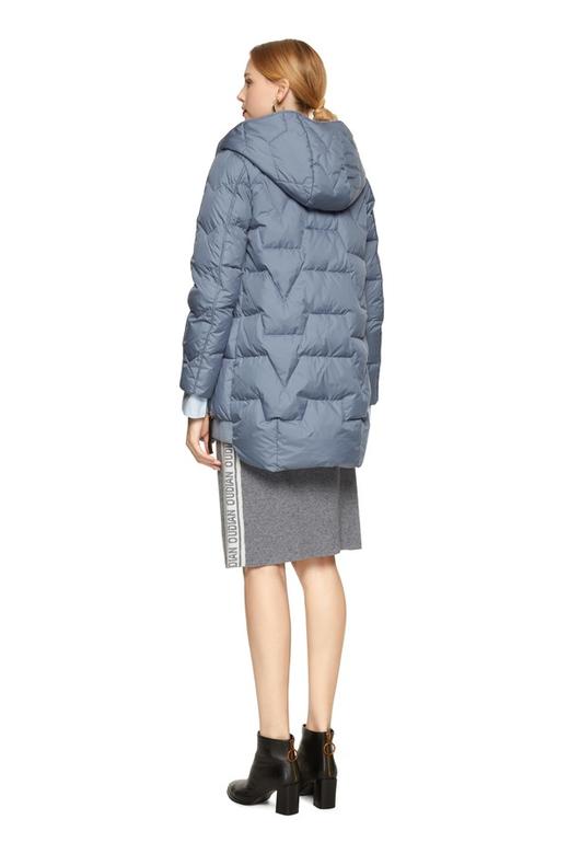 EXUN 灰蓝色绗缝连帽羽绒服 8214 商品图1