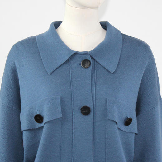 FOCALS福柯斯新款宽松休闲纯色单排扣针织开衫毛衫上衣F2Y3M515 商品图6