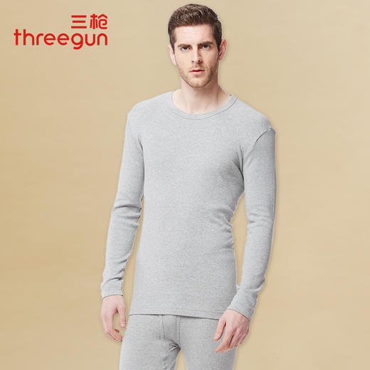 Threegun三枪 【舒肤厚棉】圆领男士保暖内衣套装-22745D921 商品图0