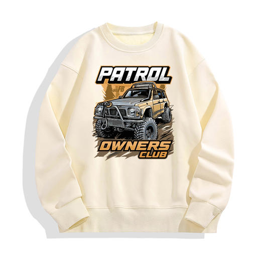 自由基地冬季新款落肩抓绒潮流圆领卫衣情侣套头衣途乐越野车印花 NMT-1923 商品图4