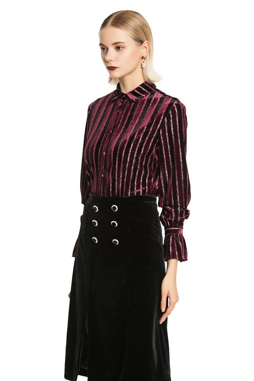 AVA 深紫条纹翻领上衣 4700 商品图1