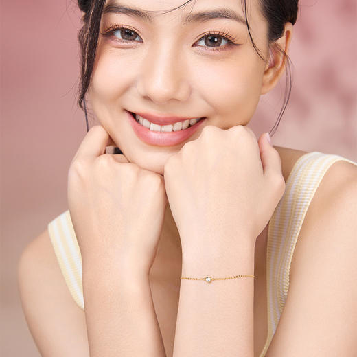 周六福18K钻石手链女 小心愿 璀璨时尚简约大方手链 送礼女生 商品图4