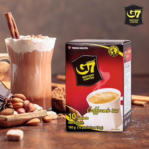 越南G7三合一速溶咖啡160g 可冲泡10杯 优质咖啡豆 微研磨 025531 商品图0