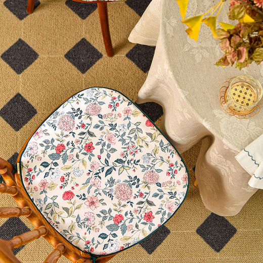 午后蔷薇系列椅垫家用实木中式四季通用坐垫 商品图3