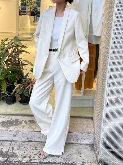 Semplicita | W15 斜纹羊毛直筒裤 [ 白色 ] 商品图1