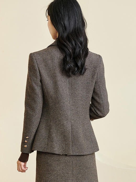 剩S/M 米思阳【羊毛3色夹花呢】气质西服修身一粒扣毛呢羊毛西装外套女厚2930 商品图3