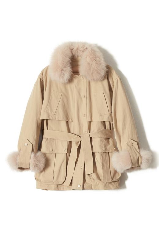 AUGUST 1 EIGHT 浅茶色工装风内胆可拆卸羽绒服 8413 商品图3