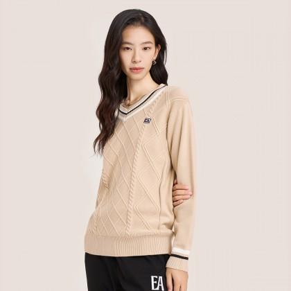 ELLE Active【减龄V领毛织】宽松版学院风减龄针织衫女秋季慵懒休闲长袖毛衣 商品图4