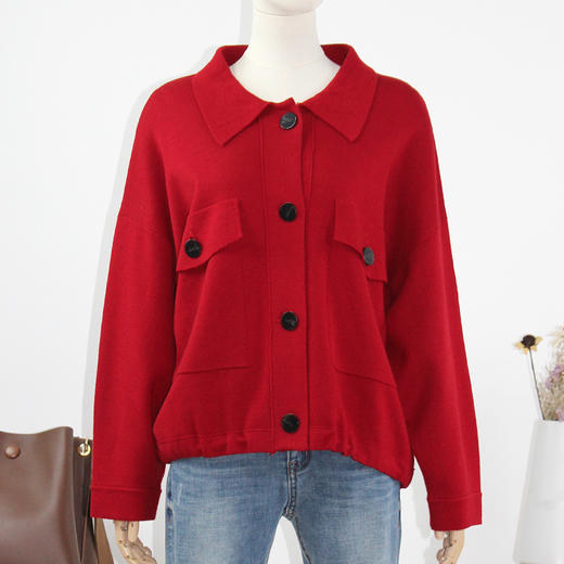 FOCALS福柯斯新款宽松休闲纯色单排扣针织开衫毛衫上衣F2Y3M515 商品图3