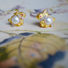 龢盒原创 9k金镶银桂金兔珍珠耳钉 商品缩略图0