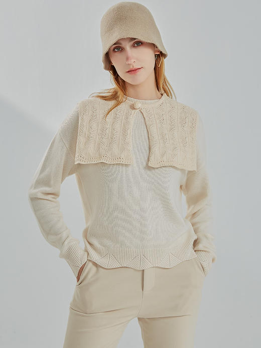 oldcolour2022冬季新款时尚气质毛织拼接修身百搭套头衫N42052248 商品图3