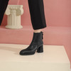 西村名物22年秋冬欧美新款方头短靴复古风粗跟休闲靴短筒高跟靴百搭女靴44901 商品缩略图3