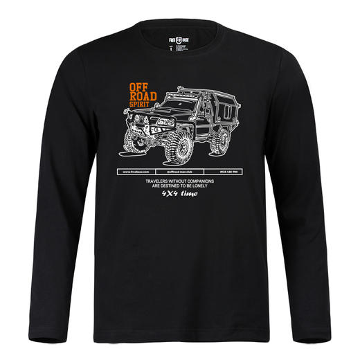 自由基地冬季常规打底越野印花图案长袖T恤新疆棉内搭情侣休闲衣 NMT-1916 商品图1