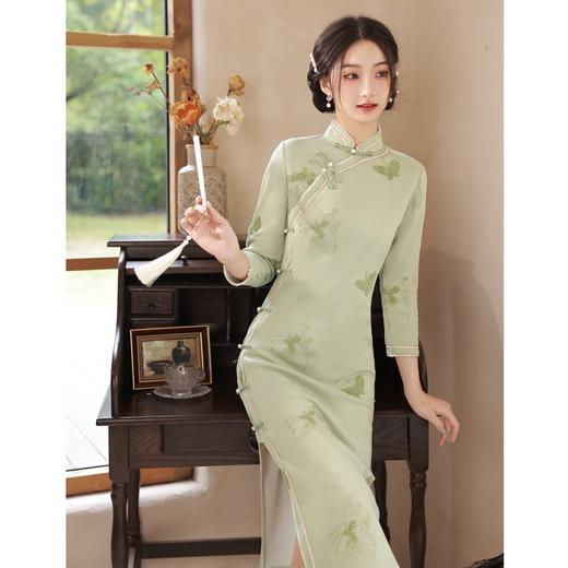 BJS-213优雅复古气质少女旗袍年轻款 冬季新款改良民国风钻石绒旗袍裙213 商品图0