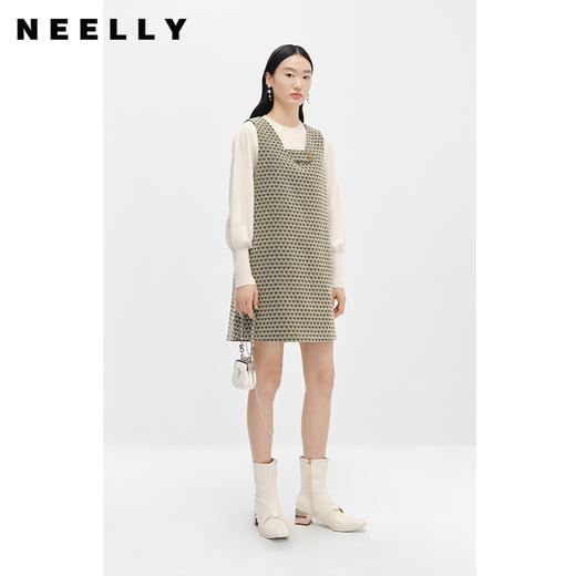 NEELLY纳俪商场同款时尚套装针织衫女新款背心连衣裙中长款A字裙N22112Z01149 商品图0