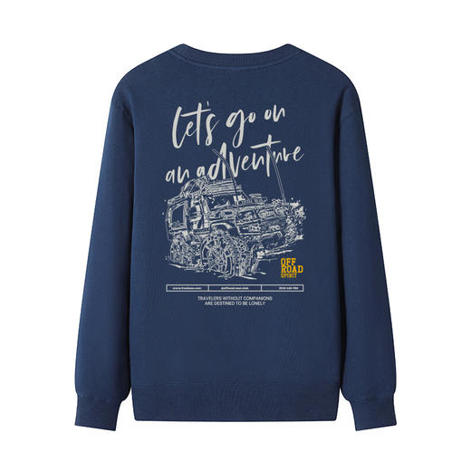 自由基地2022新款套头圆领卫衣白描越野车图案设计印花个性毛圈款 NMT-1918 商品图8