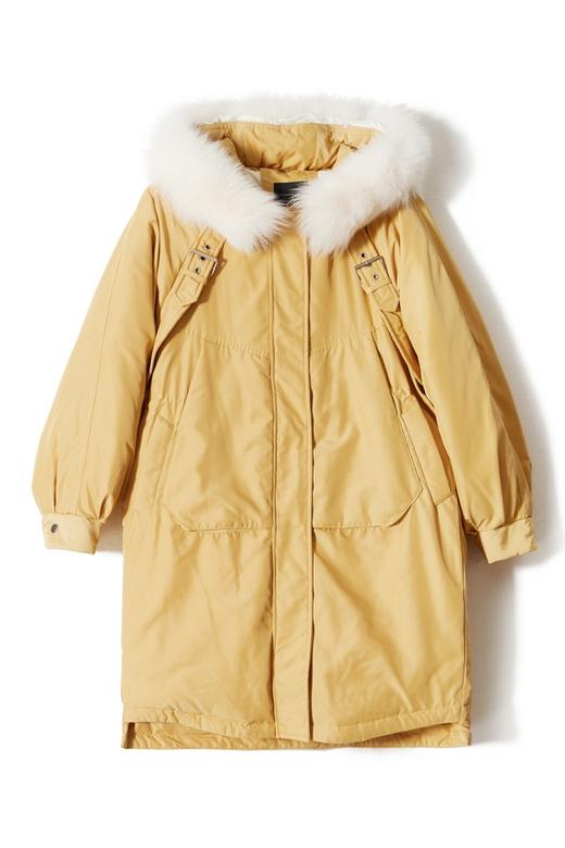 AUGUST 1 EIGHT 黄色抽绳收腰毛领羽绒服 8420 商品图3