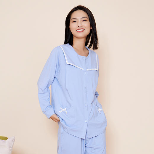 熳洁儿 妈妈哺乳便捷家居服孕后期侧开口哺乳套装储暖不勒防尴尬哺乳家居服22703215 商品图2