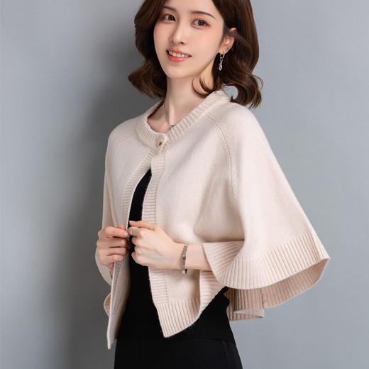 TBRK-22259 短款针织开衫蝙蝠衫斗篷披肩外套女2022年秋冬新款毛衣宽松配旗袍 商品图3