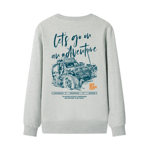 自由基地2022新款套头圆领卫衣白描越野车图案设计印花个性毛圈款 NMT-1918 商品图5