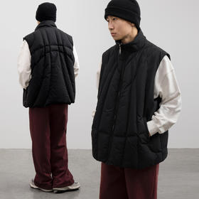 cryingcenter 黑色情侣羽绒服马甲 百搭包裹包裹感背心 哭喊中心