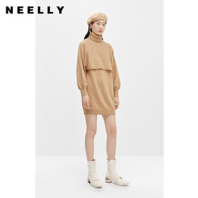 NEELLY纳俪商场同款冬季新款高领毛衣女时尚套装两件套连衣裙高级N22112Z01150