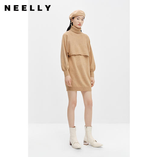 NEELLY纳俪商场同款冬季新款高领毛衣女时尚套装两件套连衣裙高级N22112Z01150 商品图0