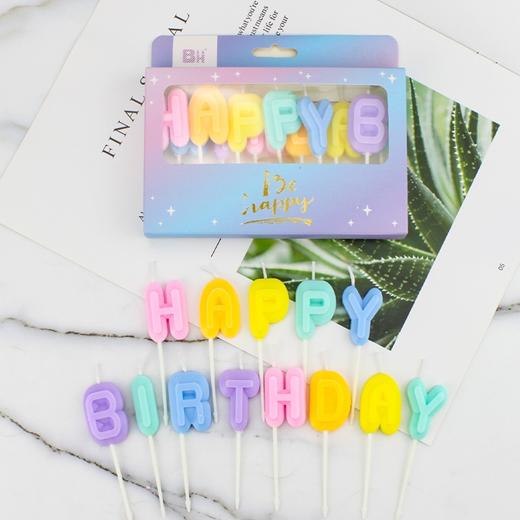 韩国ins彩色胖英文字母 happybirthday   蜡烛 彩色字母蛋糕蜡烛 商品图2