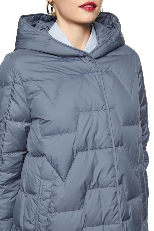 EXUN 灰蓝色绗缝连帽羽绒服 8214 商品图2