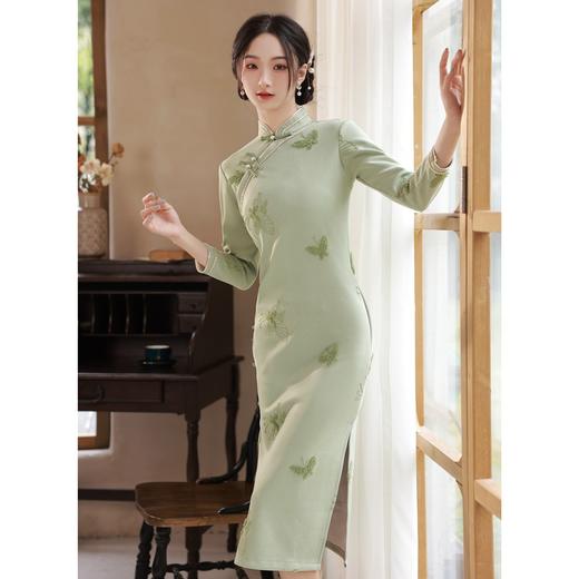 BJS-213优雅复古气质少女旗袍年轻款 冬季新款改良民国风钻石绒旗袍裙213 商品图2