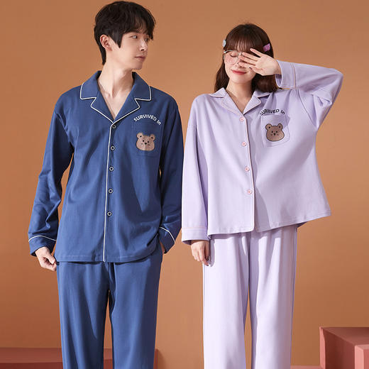 「10套可选！男女款」红腾2022秋冬长袖情侣睡衣 卡通韩版甜美女士休闲内衣可外穿家居服套装 商品图3
