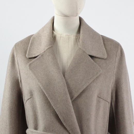 FOCALS福柯斯冬季新款修身长款纯色羊毛双面呢大衣外套F2YDK758MW 商品图3