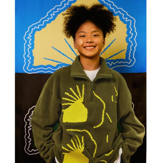 cryingcenter 泪屋系列 杂草屋 双色刺绣高领细摇粒绒 外套 商品图1